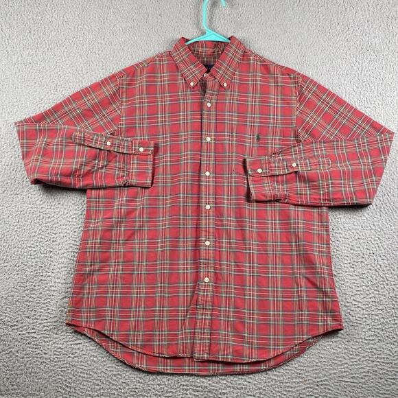 Ralph Lauren Oxford Button Down Shirt Men’s XL Red Plaid Causal Classic Formal - Picture 2 of 9